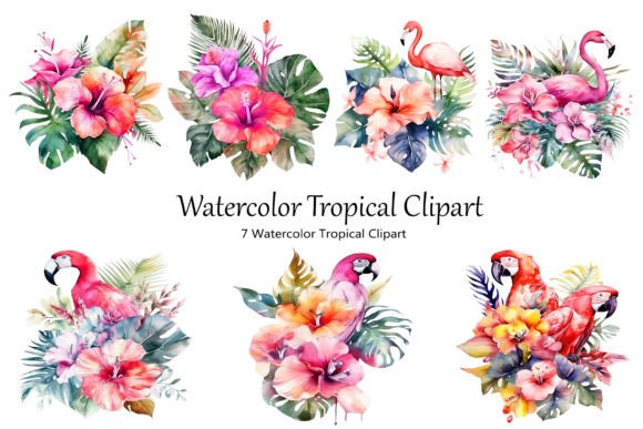 Watercolor Tropical Clipart for Creative Projects