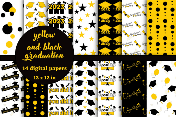 Yellow and Black Graduation Papers for Creative Projects